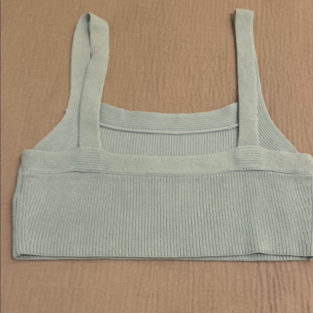 Wilfred Aritzia Women's Ribbed Knit Tank Top - Light Blue. Size M - Picture 4 of 6